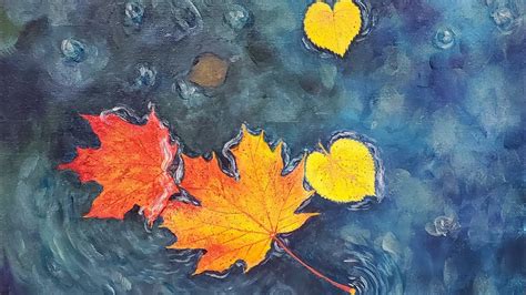 Autumn Leaves On Water Acrylic Painting Live Tutorial Youtube