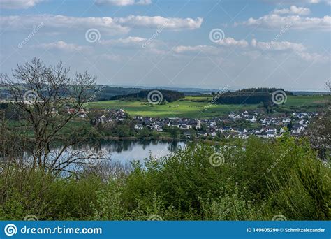 About 20,000 to 30,000 years ago they erupted: Schalkenmehrener Maar, Eifel, Deutschland Arkivfoto - Bild ...