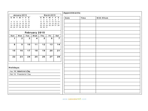 February 2015 Calendar Blank Printable Calendar Template