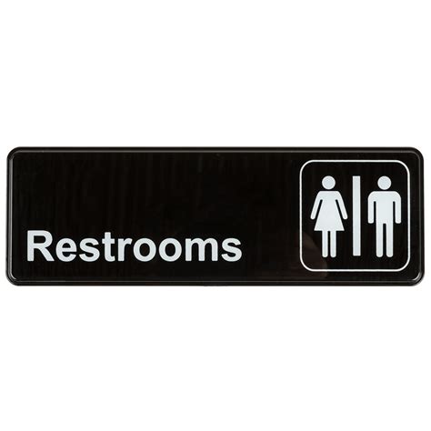 Black And White Unisex Restrooms Sign 9 X 3