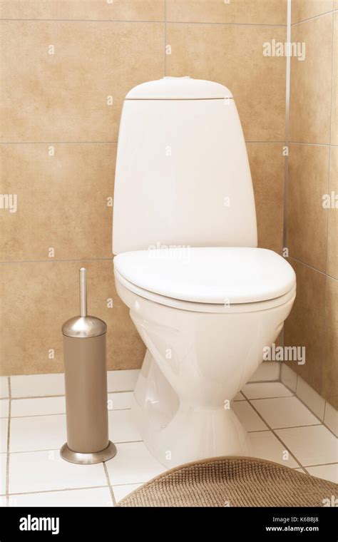 White Toilet Bowl In Modern Bathroom Stock Photo Alamy
