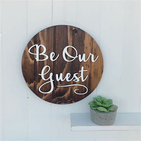 Be Our Guest 12 Rustic Reclaimed Distressed Wood Round Sign Handmade