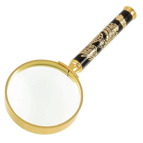 Mylb 5x Metal Frame Dragon Pattern Handle Magnifying Glass Magnifier 50mm Gold Glass Magnifier