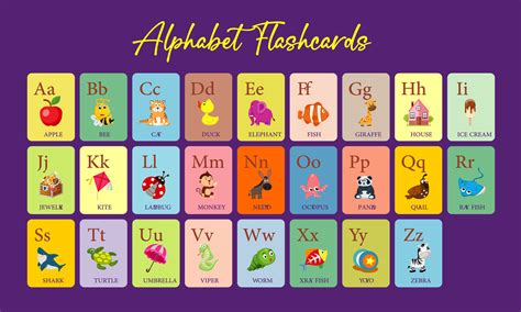 Alphabet Flashcards For Kids Learning Animals 24757883 Vector Art At
