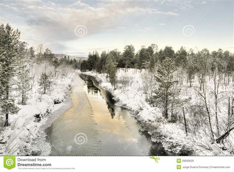 Frozen Lake In Inari Finland Stock Image Image Of