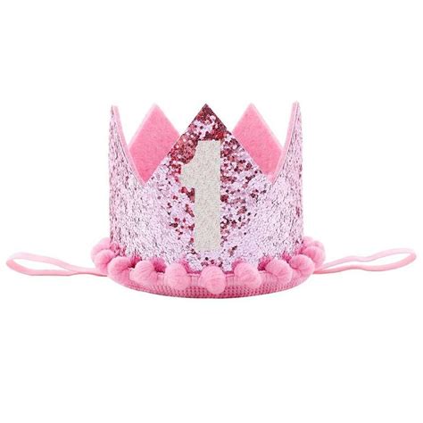 Pink Birthday Crown Babys First Birthday Party Pink Etsy Baby