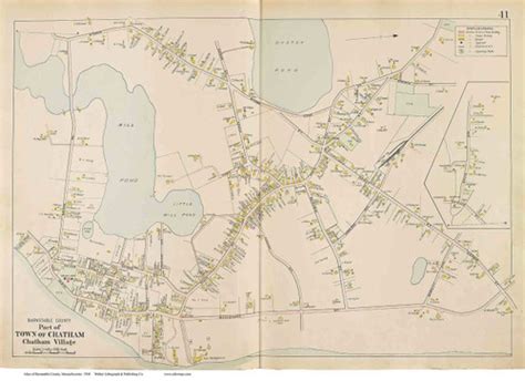 Chatham Village Massachusetts 1910 Old Town Map Reprint Barnstable