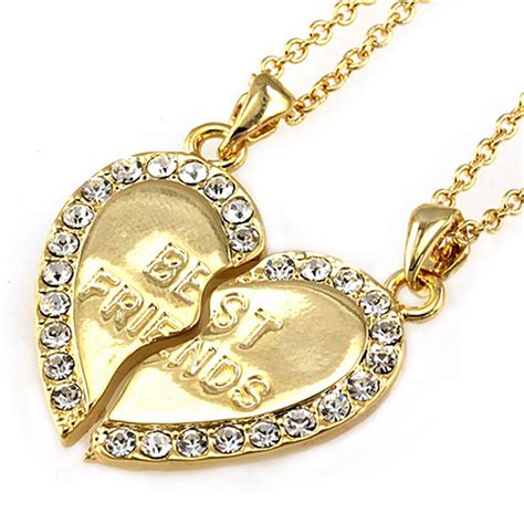 Crystal Rhinestone Heart Best Friends Jewelery Necklace Set Friendship Bff Tsnecklace Deal