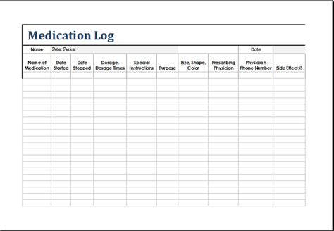 Patient Medication Log Template Extensions