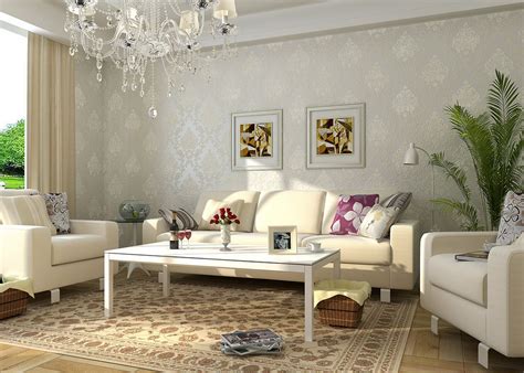 Free Download European Living Room With Elegant Wallpaper Download 3d