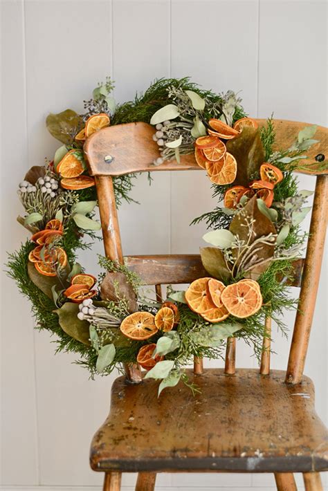 Diy Christmas Wreath With Dried Oranges And Florals Romantic Homes