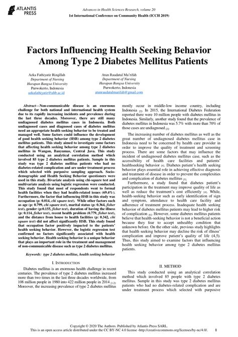 Pdf Factors Influencing Health Seeking Behavior Among Type Diabetes