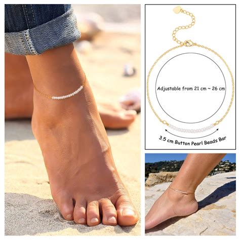 最上の品質な Pearl Anklet Handmade 18k Gold Plated Dainty Boho Beach Cute