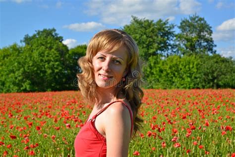 Portrait Of The Girl In A Poppy Field Stock Image Image Of Portrait Thirty 62206193