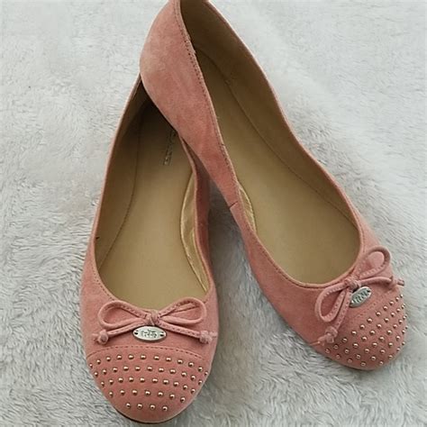 Coach Shoes Doreen Sz 7 Pink Suede Studded Ballet Flats Poshmark