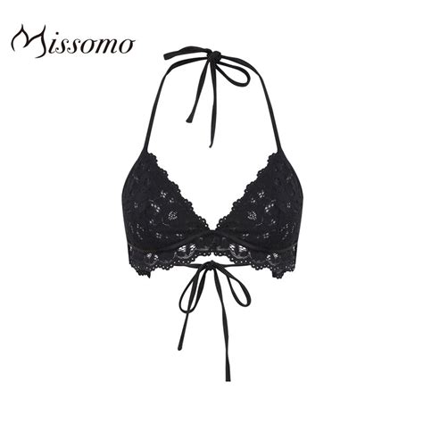 Missomo Women Black Floral Lace No Steel Ring Gather Sexy Bra Thin Section Underwear Girl