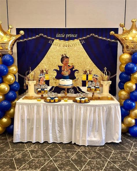 Neoback Royal Blue Baby Shower Backdrop Welcome Little Prince Photo