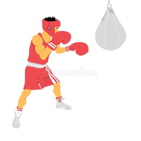 Set Of Cartoon Men Doing Boxing Exercises Stock Vector Illustration