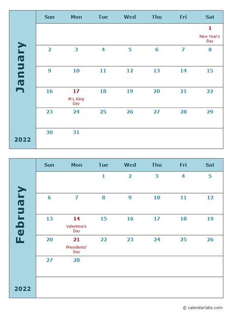 Printable Calendar 2022 Template Free Powerpoint Template Zohal