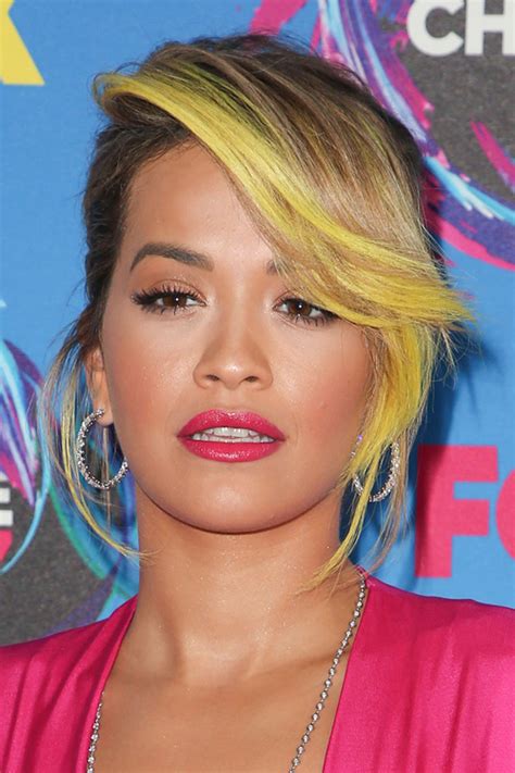 (hair) summer's 10 most popular blonde shades to show your hair colorist asap. Rita Ora Straight Medium Brown Peek-A-Boo Highlights ...