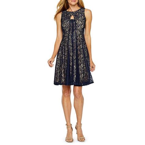 Danny And Nicole Sleeveless Lace Floral Fit And Flare Dress Jcpenney