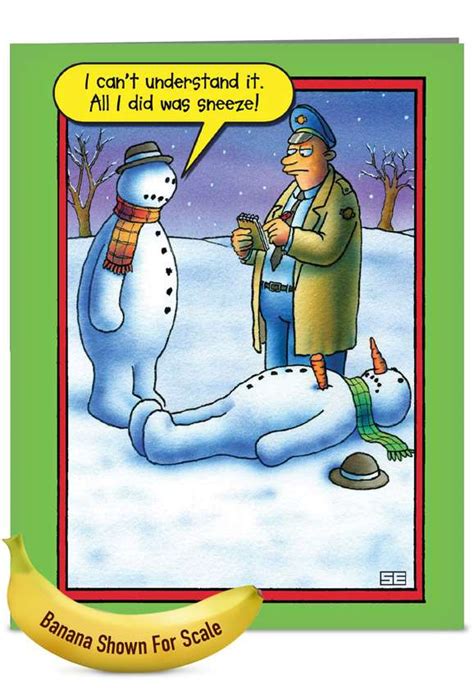 snowman sneeze cartoons jumbo christmas greeting card