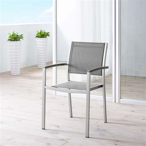 Modway Shore Outdoor Patio Aluminum Dining Chair In Silver Gray