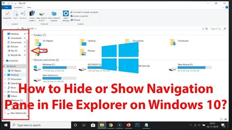 How To Hide Or Show Navigation Pane In File Explorer On Windows 10