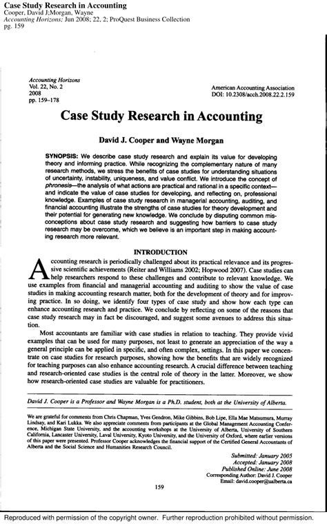 It has to include all the structural components of a research study: (PDF) Case Study Research in Accounting
