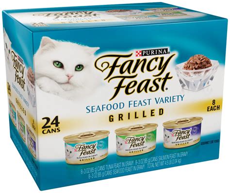 As low as $13.40, or $0.56 per can compare at $16.89 at target Fancy Feast Seafood Feast Variety Grilled Gourmet Cat Food ...