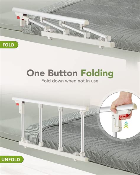 Oasisspace Bed Safety Rail Folding Bed Rail For Elderly Adults Bed Guards For Seniors Bed