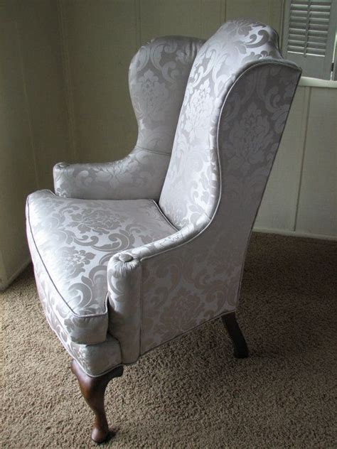 You may found another queen anne chair slipcovers better design ideas. Queen Anne Regal Wingback Chair in Grey / Silver with ...