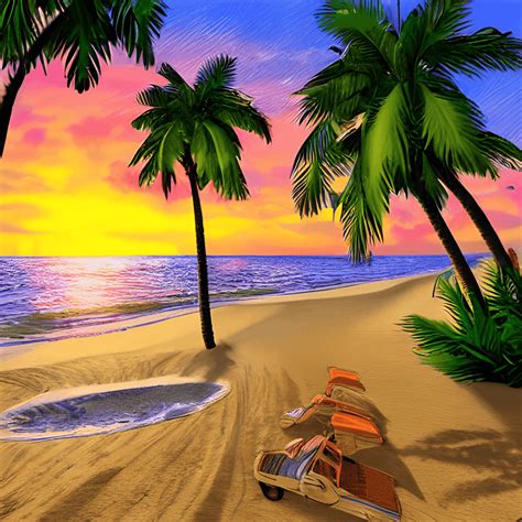 Pulp Fiction Tropical Beach Sunset Graphic · Creative Fabrica