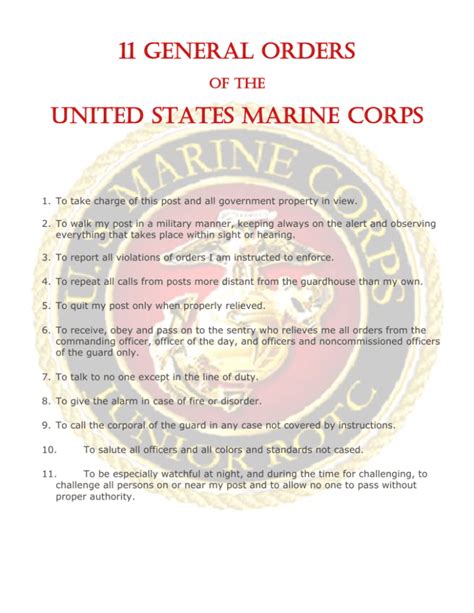 11 General Orders United States Marine Corps