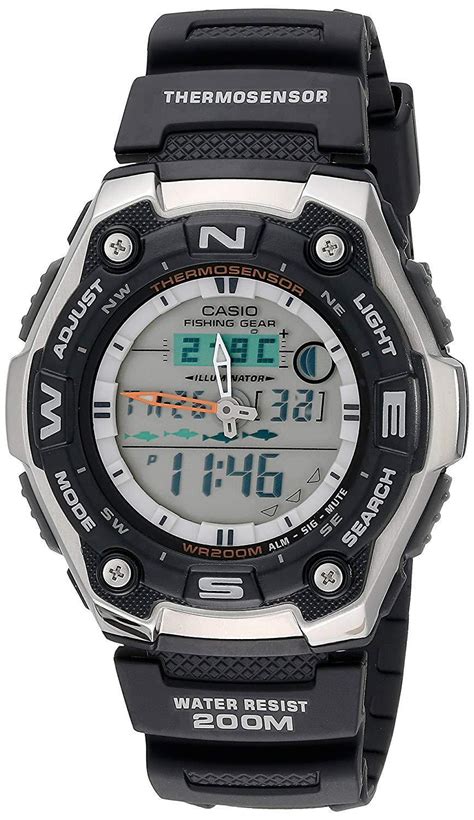 Casio Mens Quartz Fishing Gear Black Resin Band 46mm Watch Aqw101 1a