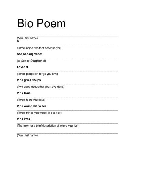 Bio Poem Lesson Plan