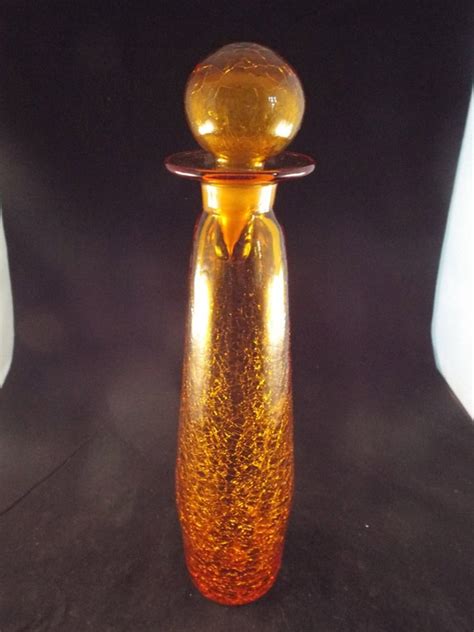 16 Amber Glass Decanter With Cork Glass Stopper By Burnedbunny