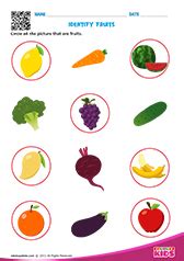 Free Printable Fruits and vegetables Worksheets for Pre-k & Kindergarten