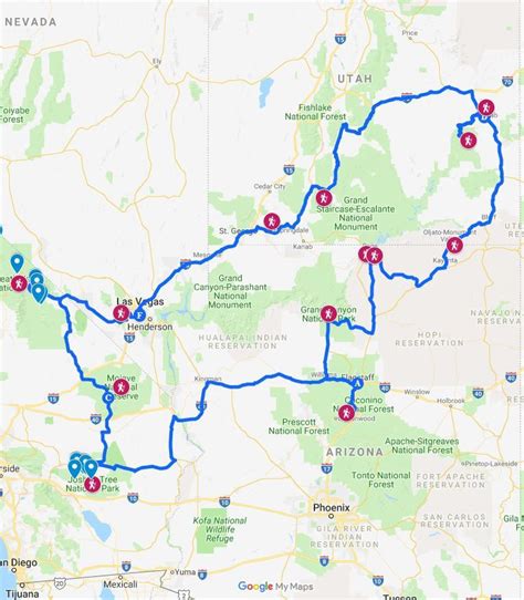√ Utah And Arizona National Parks Road Trip Map