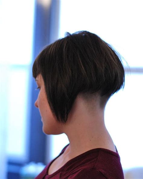 Short Brunette Retro Shingle Bob With Shaved Nape The Latest