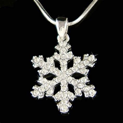 Swarovski Crystal Snowflake Necklace Snow Bridal Wedding Holiday Winter