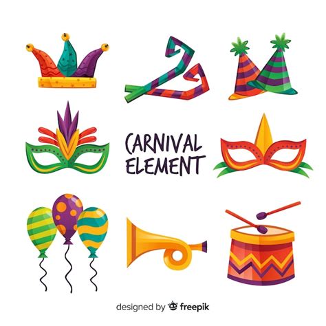 Conjunto De Elementos Coloridos De Carnaval Vetor Gr Tis
