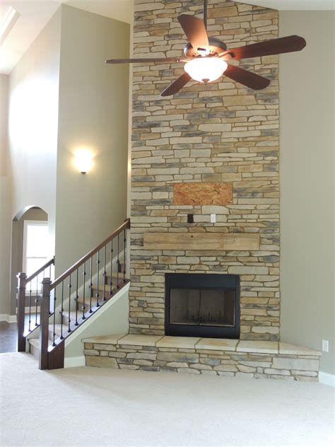 Beautiful Custom Floor To Ceiling Stone Fireplace In Great Room