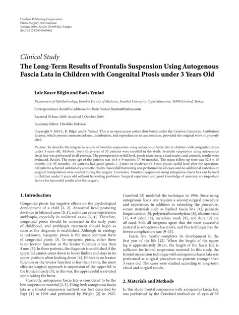Pdf The Long Term Results Of Frontalis Suspension Using Autogenous