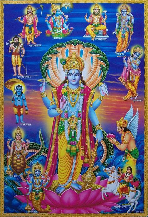 Lord Vishnu And Avatars Big Hinduism Poster 20x30 Inches Vishnu