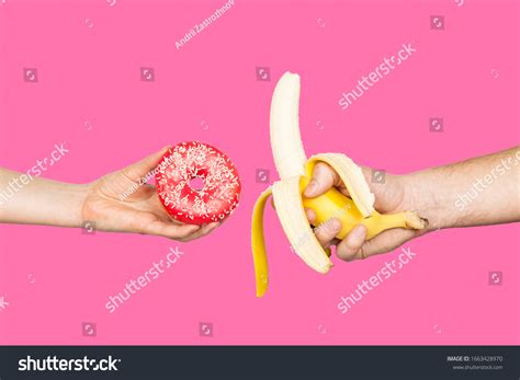 Erotic Banana Donut Hands Symbol Penis Stockfoto Shutterstock
