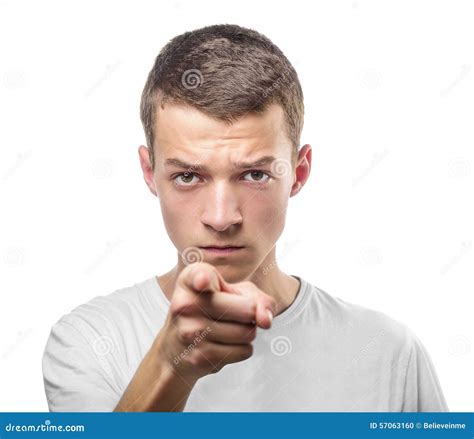 Portrait Of Young Man Pointing At You Stock Photo Image Of Head