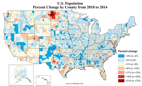 Us Population Percent Increase By County Vivid Maps Illustrated