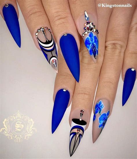50 Fabulous Sparkly Giltter Acrylic Blue Nails Design On Coffin And
