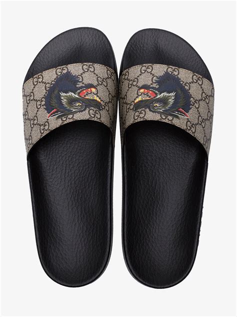 Gucci Gg Supreme Slides With Wolf For Men Lyst